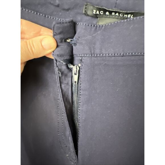 Zac & Rachel Straight Leg Pants Trouser Size 12 Navy Blue Stretch - Picture 4 of 9